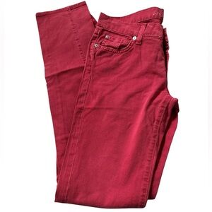 7 for all mankind‎ distressed red low rise skinny jeans Sz 27